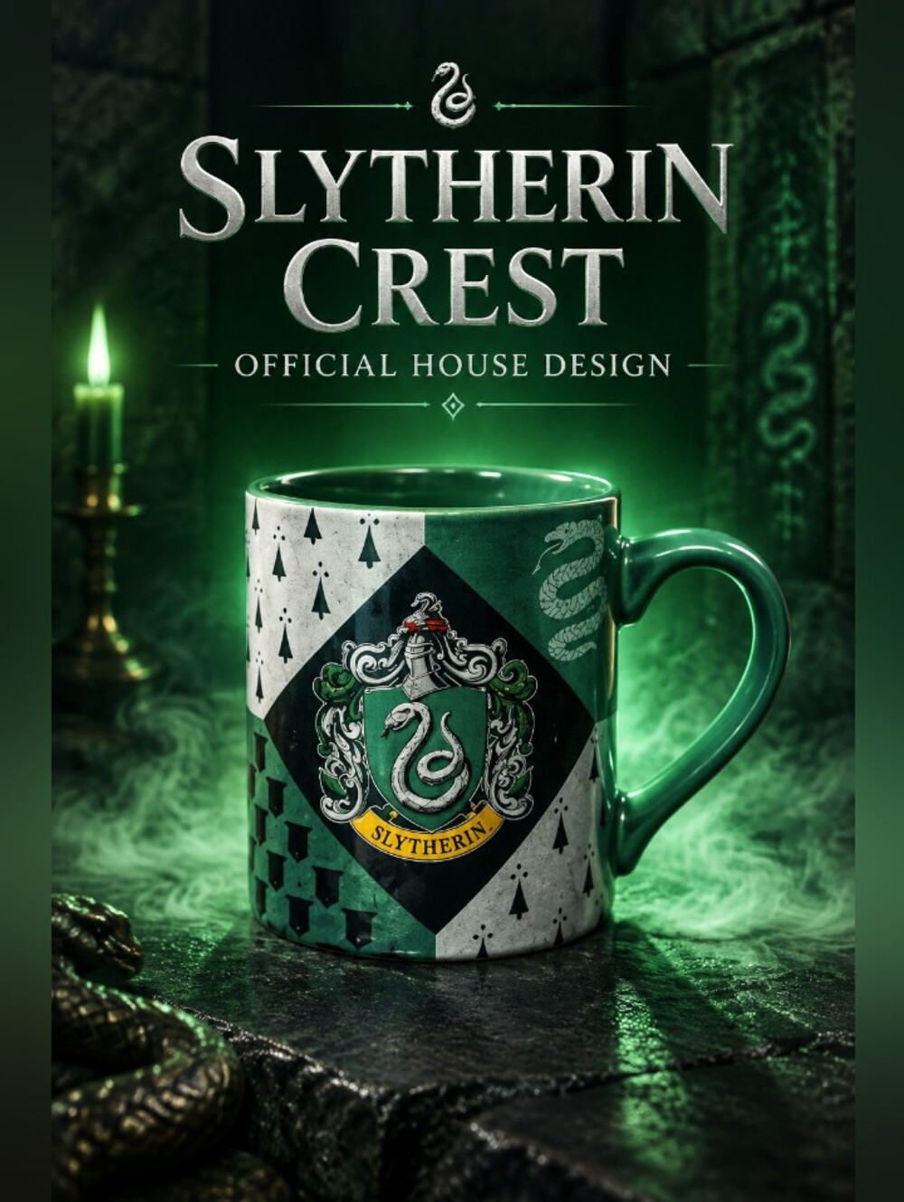 Slytherin Crest Green Ceramic Mug - Official House Design
